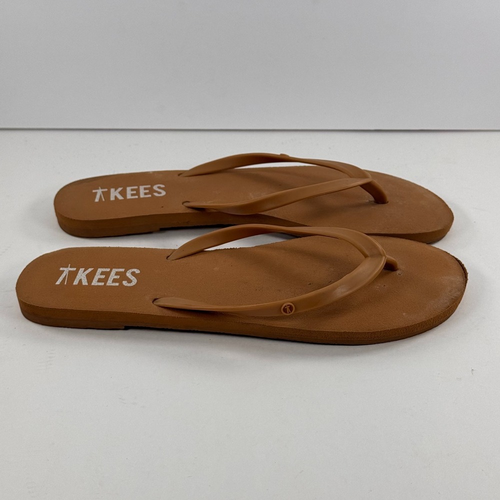 TKEES Riley Flip Flops Tan Matte Minimalist Thong Sandals Womens 6 EUR 37